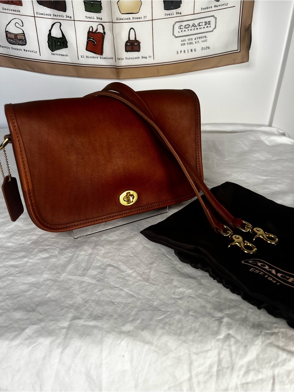 Vintage Coach British Tan Leather Pocket Purse Convertible Shoulder Bag 9755 USA